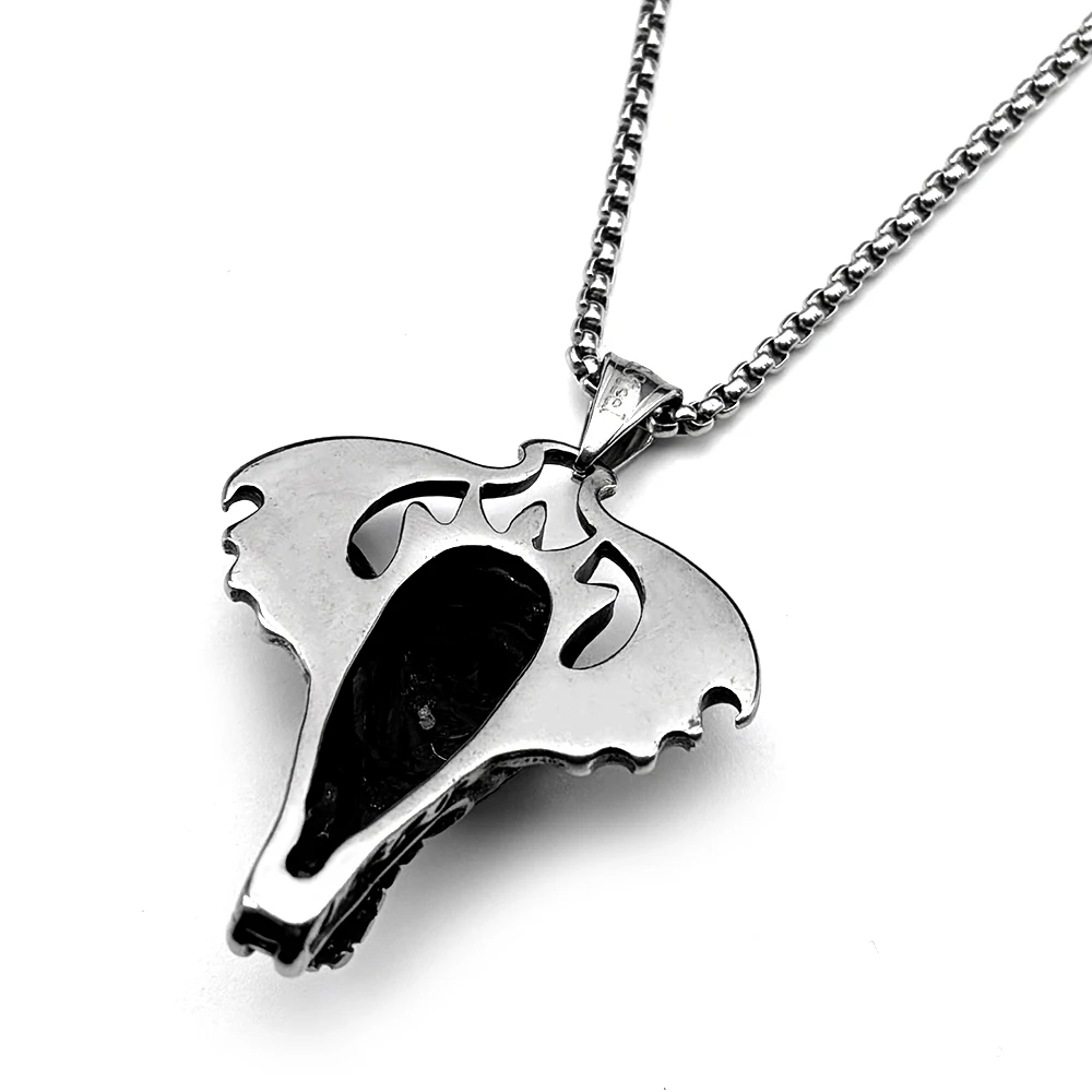 Gothic Dragon Head Wings Red Rhinestone Stainless Steel Pendant Necklace for Women Men Silver Color Vintage Jewelry Amulet Gift