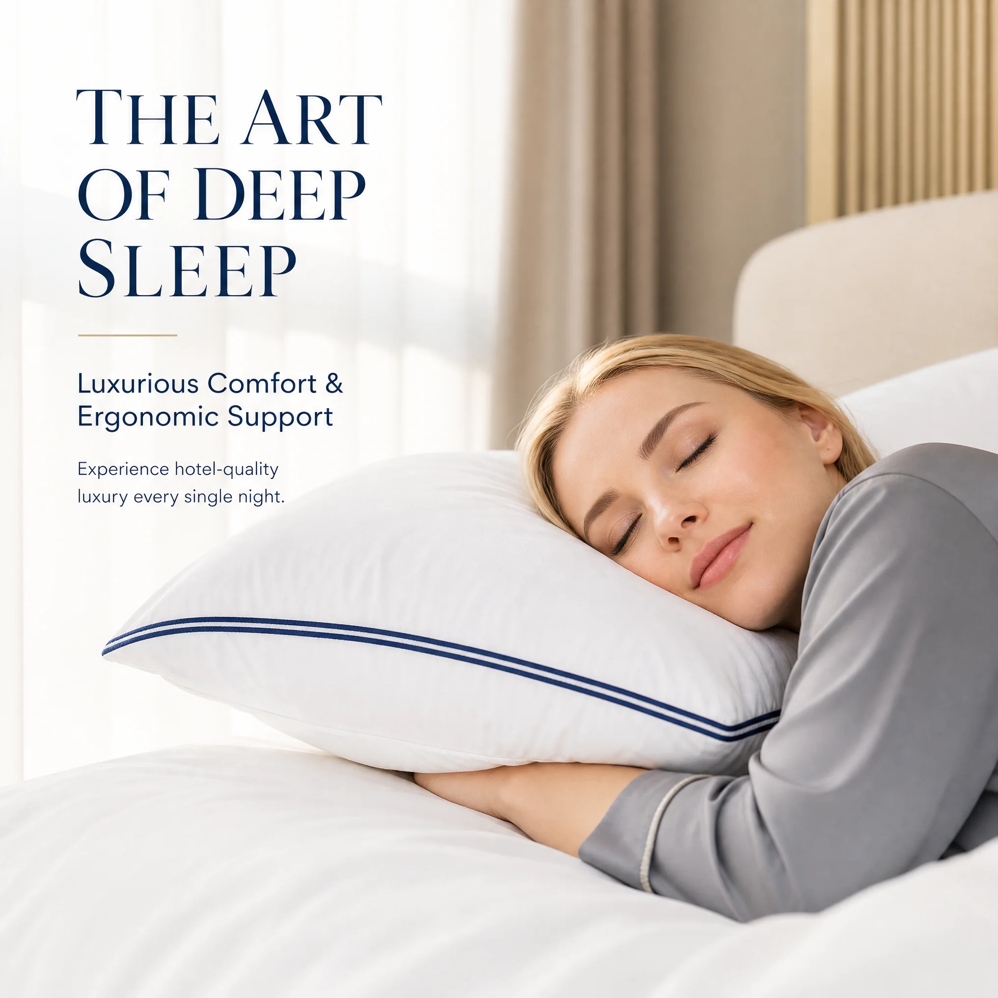 Brushed Rectangular Hotel-Quality Sleeping Pillow, Soft Down-Alternative Fill, Cooling & Supportive for Side/Stomach Sleepers