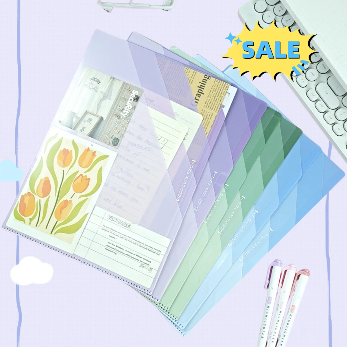 

5-Pack File Bag A4 Transparent Button Bag Large-Capacity Waterproof Bag with Snap Test Paper Storage Bag Business Office File Bag Information Bag Folder Organization and Storage