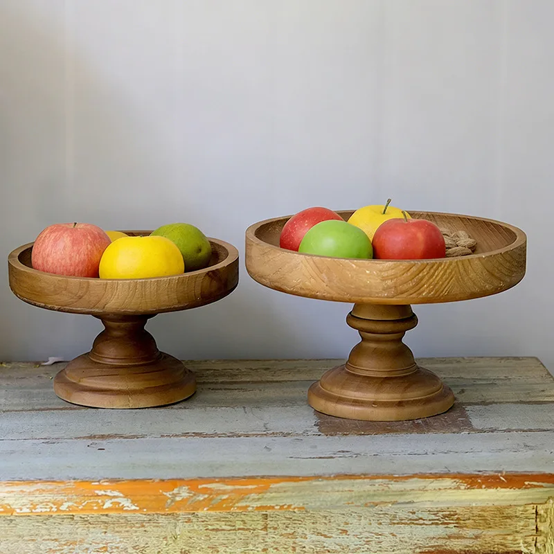 Wood Cake Display Stand Vintage Dessert Table Tray Pastry Serving Platter for Afternoon Tea Cold Buffet Party Decor