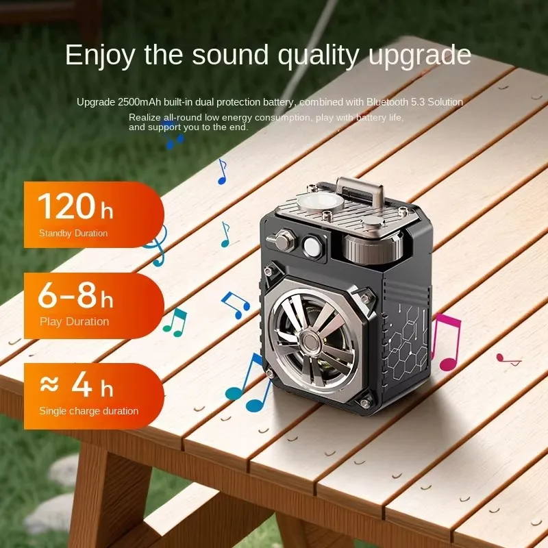 Altavoz Bluetooth portátil estilo Mech, regalo, diversión al aire libre para música TWS, Camping, viajes, senderismo con batería grande resistente al agua IPX5