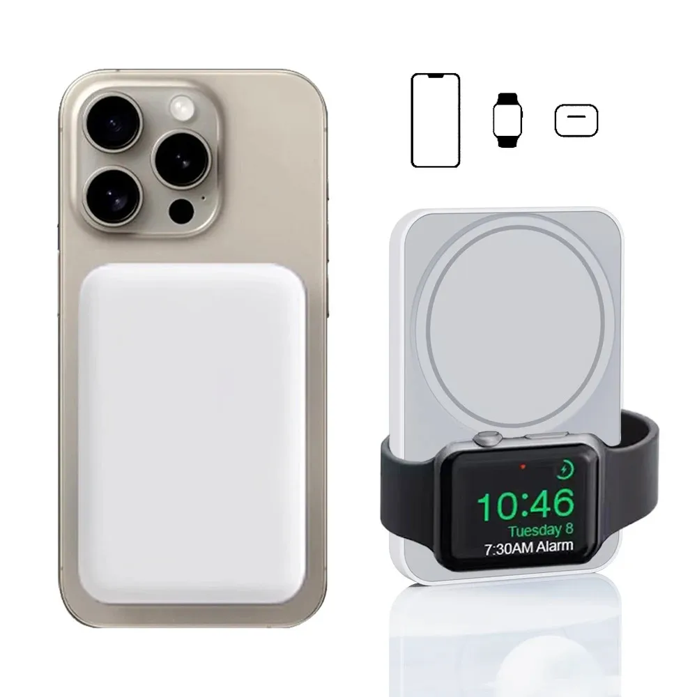 

3-In-1 Magnetic Powerbank For Iphone Airpods Apple Watch Wireless Charger Portable External Battery Macsafe Power Bank