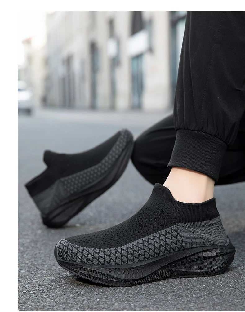 Unisex Real Boost Sneaker mit dicker Sohle, Stretch-Strick, atmungsaktiv, Übergrößen, stoßdämpfend, Sportschuhe, Laufschuhe für Damen und Herren – Detail 29