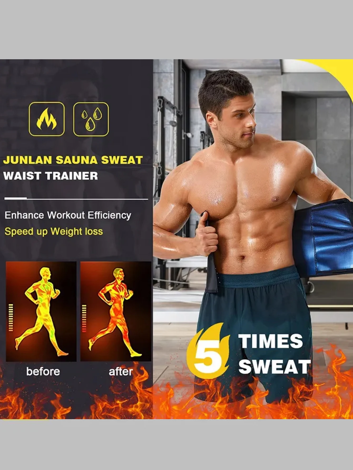 Shapewear de neoprene masculino, cincher de cintura abdominal esportivo e fitness com zíper e fivelas, neoprene de redução rápida de suor slimmi