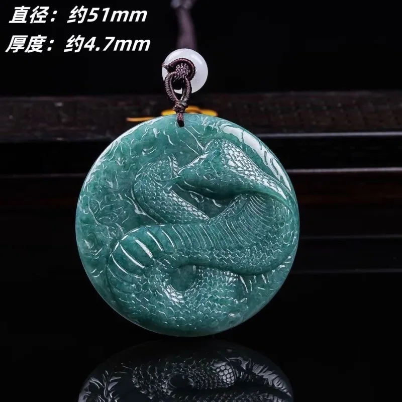 

Подвеска-талисман из натурального изумрудно-синего нефрита (жадеита) в виде зодиакального знака Змеи, дизайнерское роскошное винтажное украшение из Мьянмы