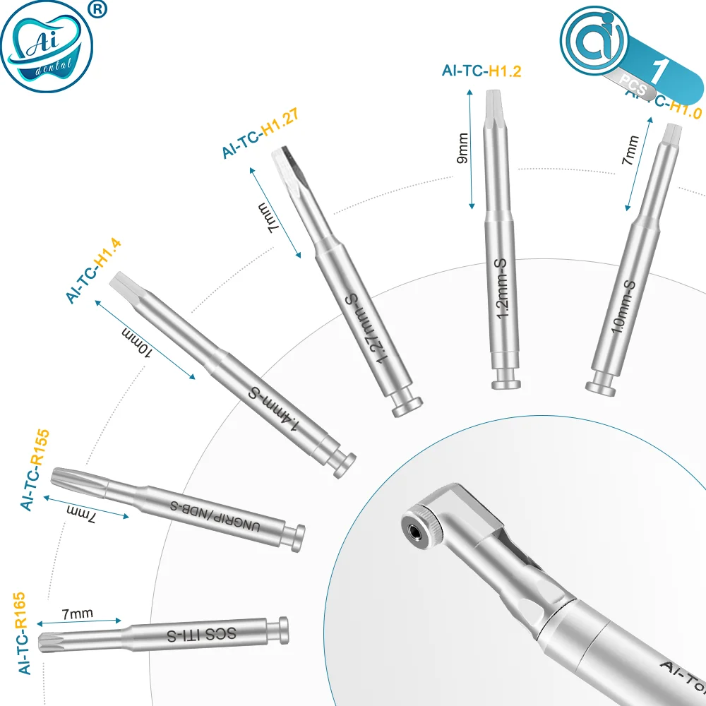 

AI-TC Dental Screwdrivers Spare Parts Long/Short Size H1.0/H1.2/H1.27/H1.4/R155/R165 for Implant Torque Ratchet Wrench 1 PCS