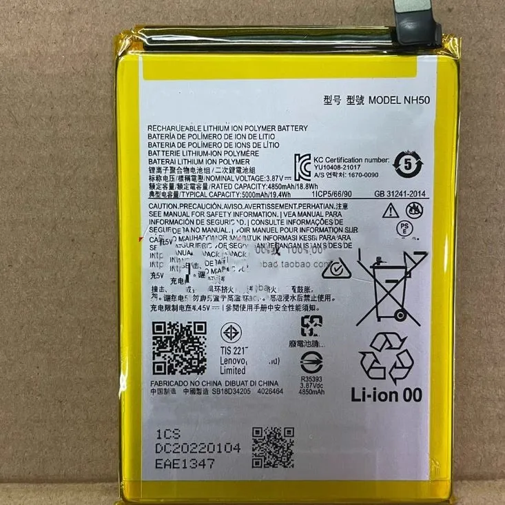 New Original High Quality NH50 Battery For MOTOROLA Moto G22 2022 XT2231-1 XT2231-2 XT2231-3 XT2231-5