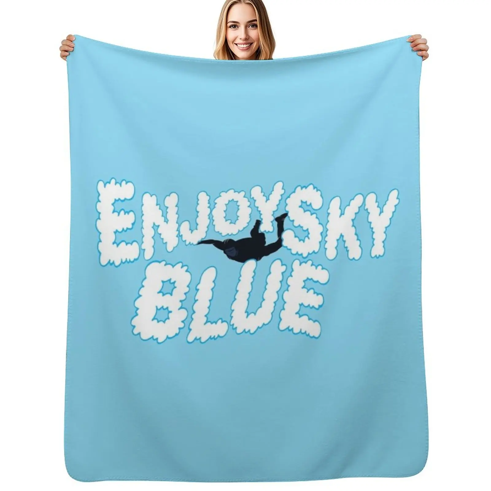Enjoy Sky Blue Throw Blanket No Pilling Soft Warm Blanket for Bed