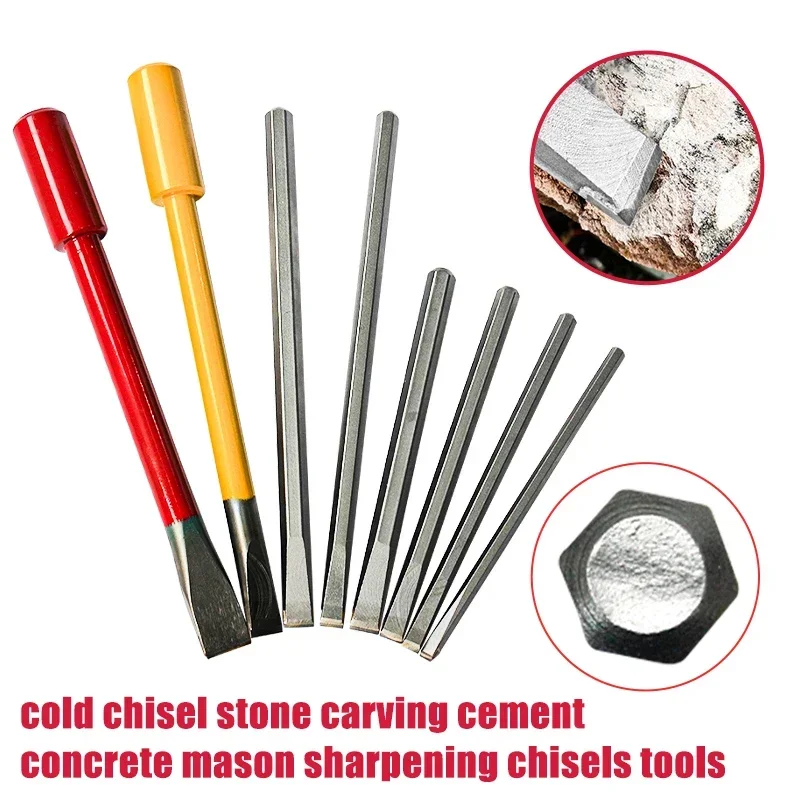 1PC Hardened Carbide Tip Hand Chisel Bit Punch Stone Cement Concrete Ice Engrave Crafts Hand Tools Wood Carving