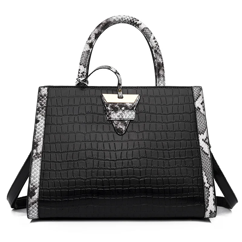 

New fashionable snakeskin pattern tote women's bag texture large capacity oblique span/handbag