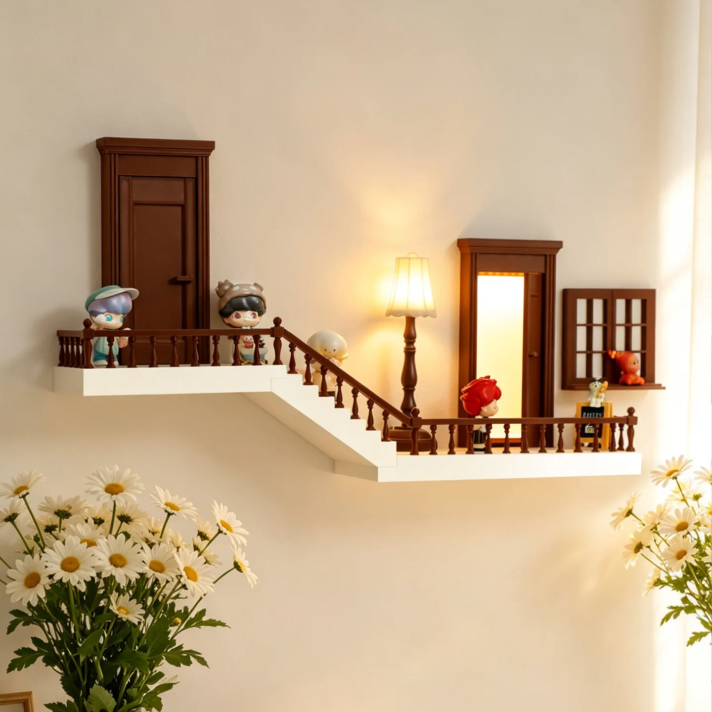 No punching retro blind box storage rack hanging on the wall, character display rack, three-dimensional luminous micro-landscape