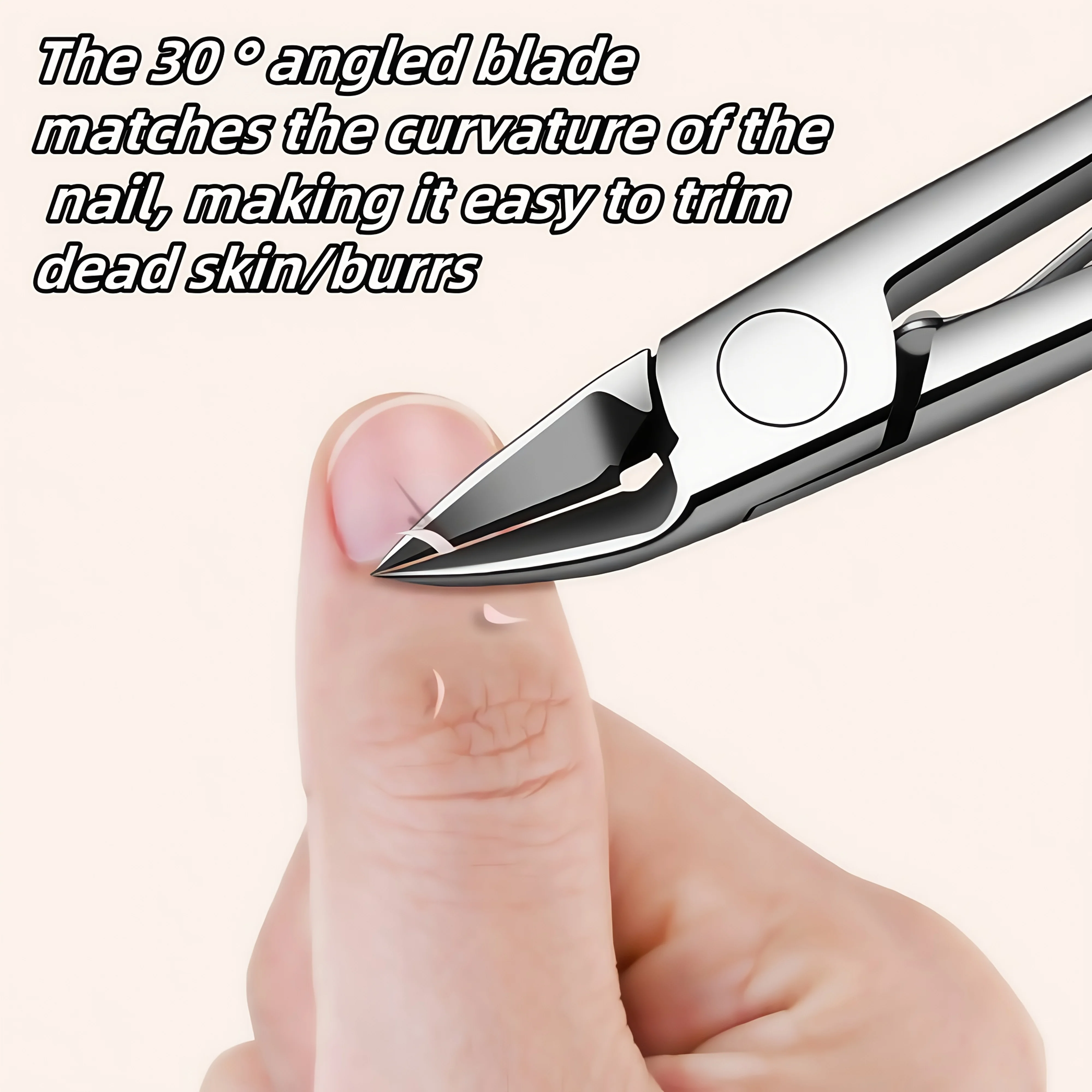 Cortador de unhas encravadas em aço inoxidável com pinça bege morta, design de ponta estendida, adequado para unhas grossas/macias