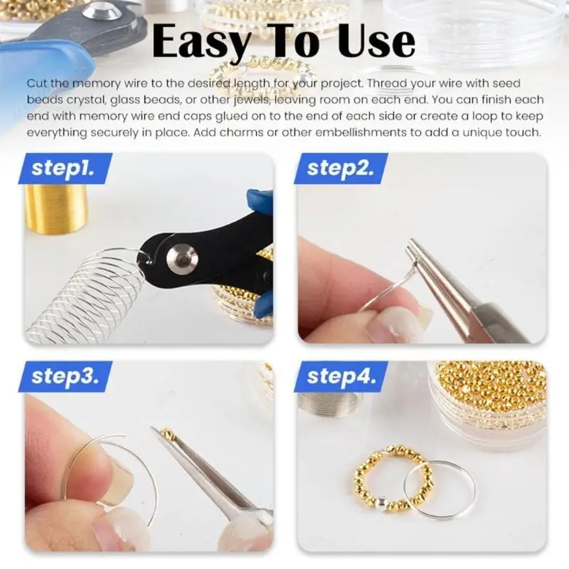 P9FE Set mit 4/6 einzigartigen Memory-Stahldrähten für handgefertigten Schmuck, 20 mm Durchmesser, Metall-Halsband – Detail 8