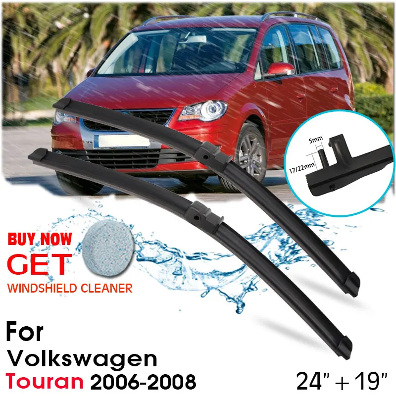 

Car Blade Front Window Windshield Rubber Silicon Refill Wipers For Volkswagen Touran 2006-2008 LHD / RHD 24"+19" Car Accessories