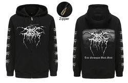 Mens Fashion Long Sleeve Zipper Hoodies Darkthrone Bathory Hoodie Sweatshirts Harajuku Streetwear Graphic Zip-up Hooded Coats