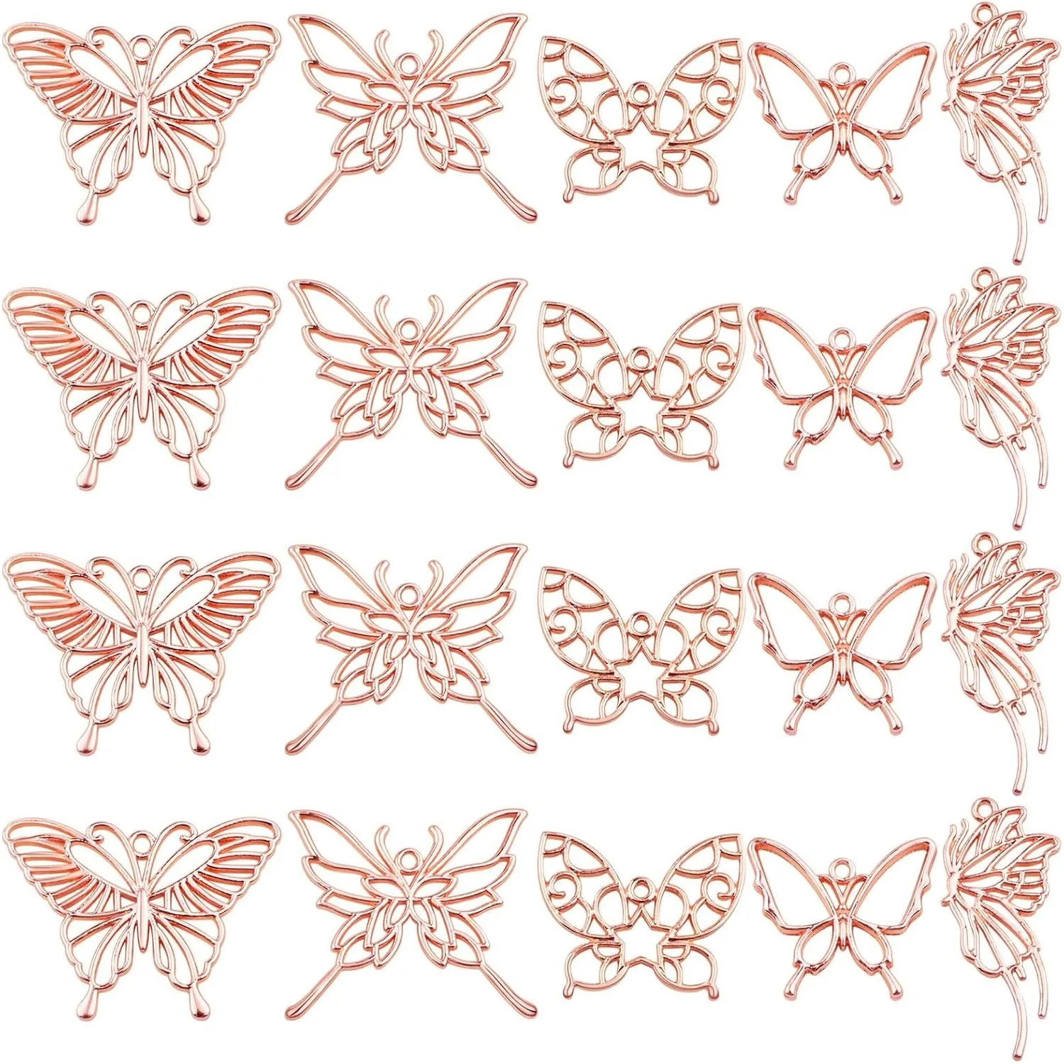 

20 шт., подвески в форме бабочки с открытой спиной, безель, сплав, полые крылья бабочки, рамка из смолы для DIY, ожерелье, серьги, изготовление ювелирных изделий