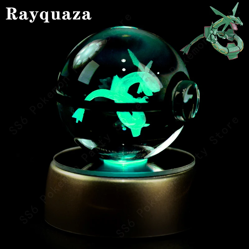 Pokemon Kristallen Bol 3D Pikachu Mewtwo Gengar Pokébal 3D Nachtlampje Glazen Beeldje Pokemon Kristallen Bol Kinderverjaardagscadeau