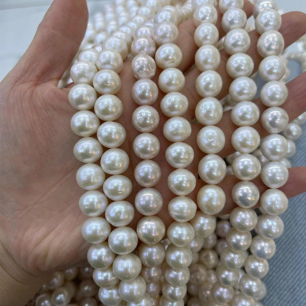 

10-12mm Natural Freshwater Pearl Near Round Shape Loose Spacer Beads for Jewelry Making DIY Necklace Bracelet Accessories 36cm