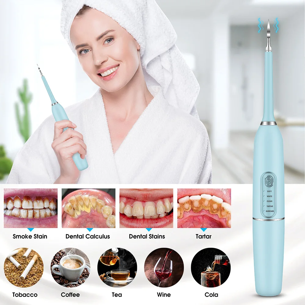 2 In 1 Electric Toothbrush Teeth Cleaner Plaque Dental Calculus Tartar Remover Sonic Dental Scaler Tooth Whitening Cleaning Tool