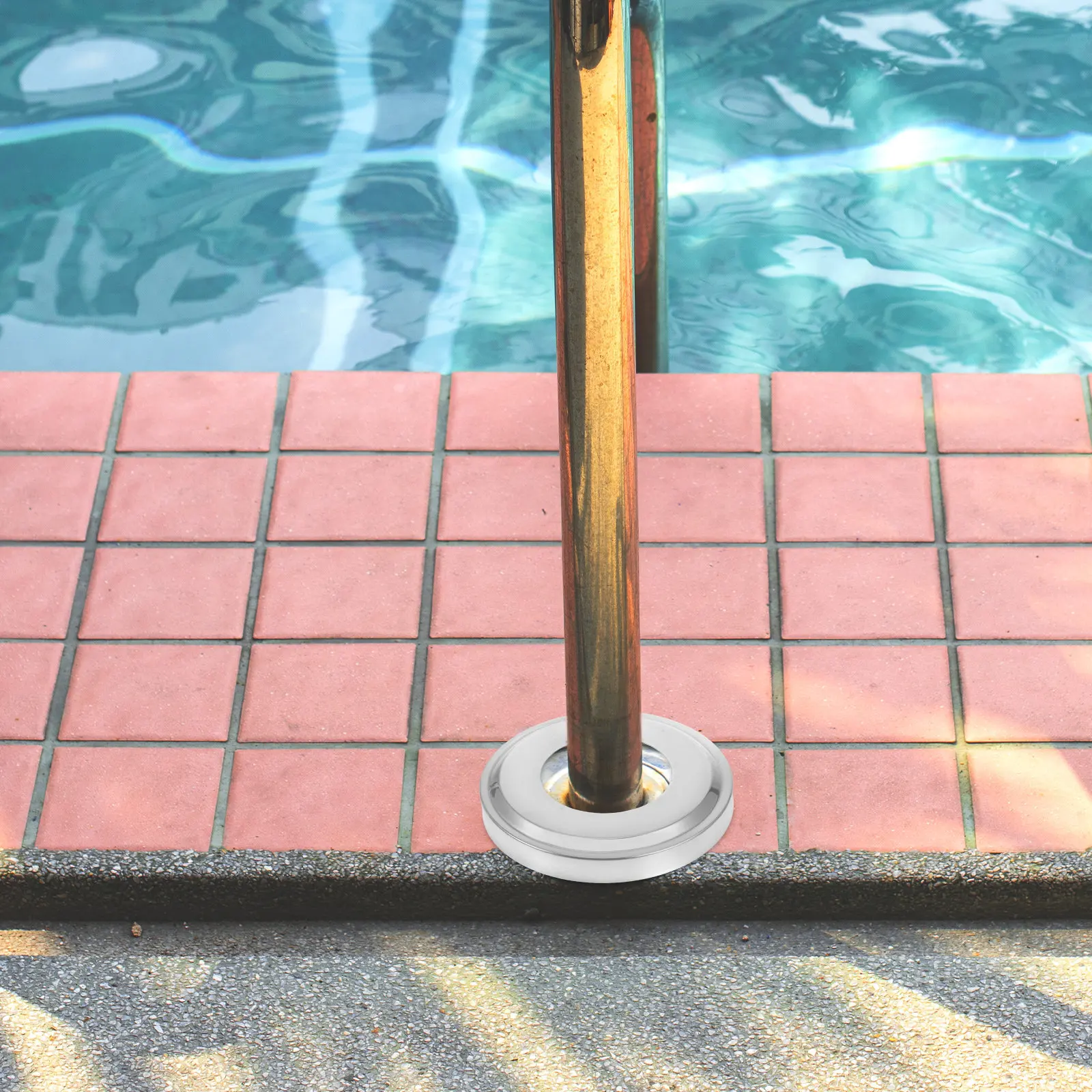 4Pcs Stainless Steel Pool Handrail Covers 1.9 Inch Thick Decorative Round Tube Base Plate Foot Covers Inground Pool Ladder