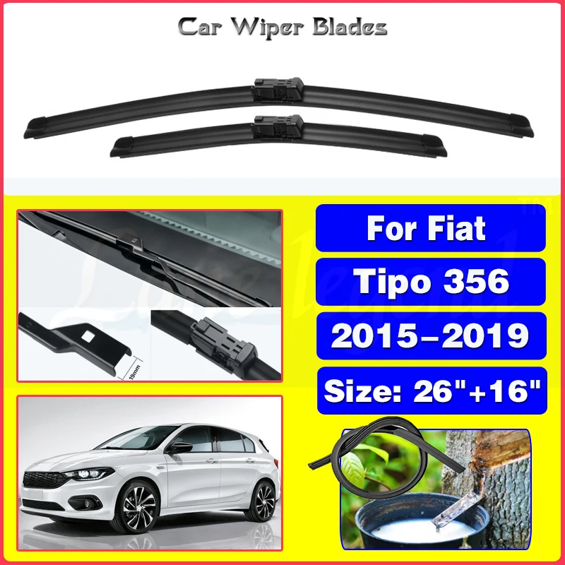 

Car Wiper For Fiat Tipo 356 2015-2019 Front Wiper Blades Soft Rubber Windscreen Wipers Auto Windshield 26"+16" 650mm + 400mm