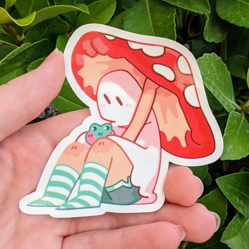 Cute Mushroom Ghost Waterproof Sticker Set Cosplay Accessories Cartoon Decor Decals For Water Bottle Skateboard Luggage Notebook