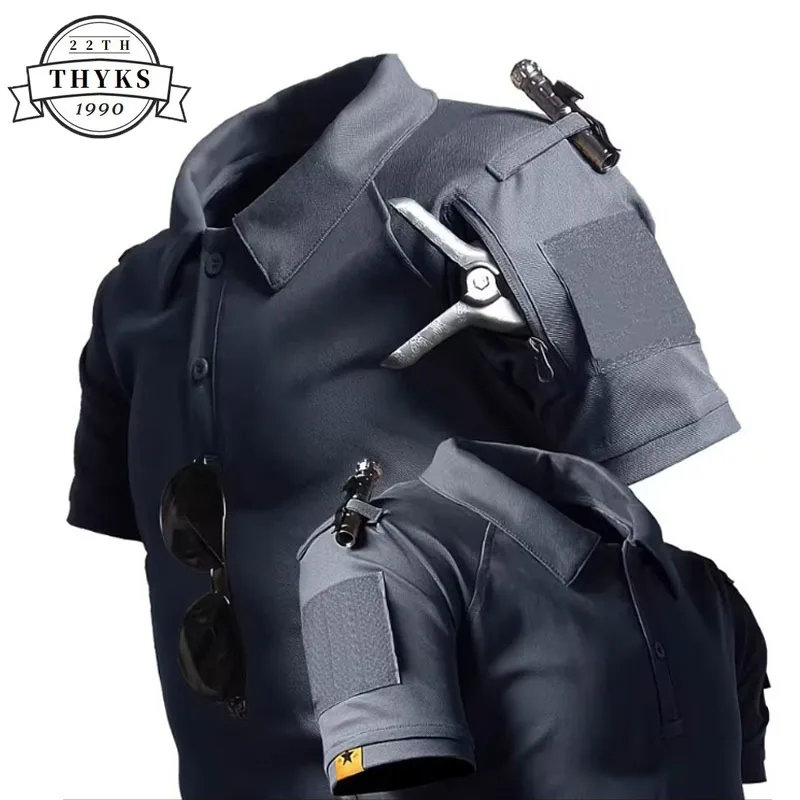 Mens Tactic Shirt Lightweight Comfortable Breathable Zippered Pocket T-Shirt Tops Sport Casual Training Sweatshirt Hiking Summer