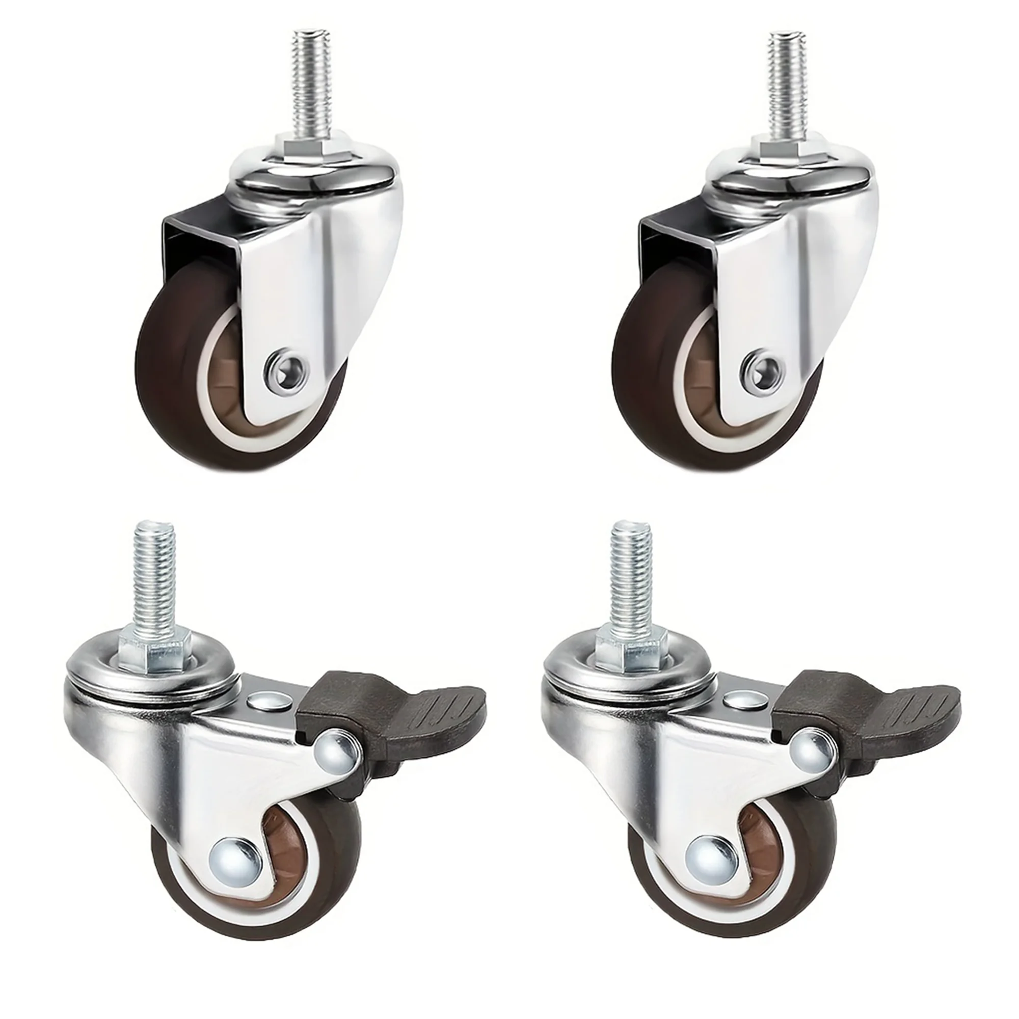 4 Pcs 1/1.25/1.5/2 inch Stem Caster Wheels Furniture Castor Wheels TPR Screw Rod Wheels Swivel Cartwheels for Carts Furniture