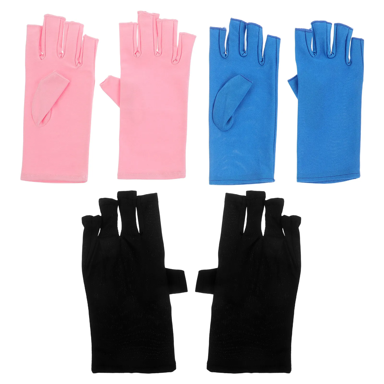 3Pairs Nails Essentials Supplies Anti Uv Fingerless Gloves Protective Uv Hand Gloves Manicure Spa Nail Salon Accessories