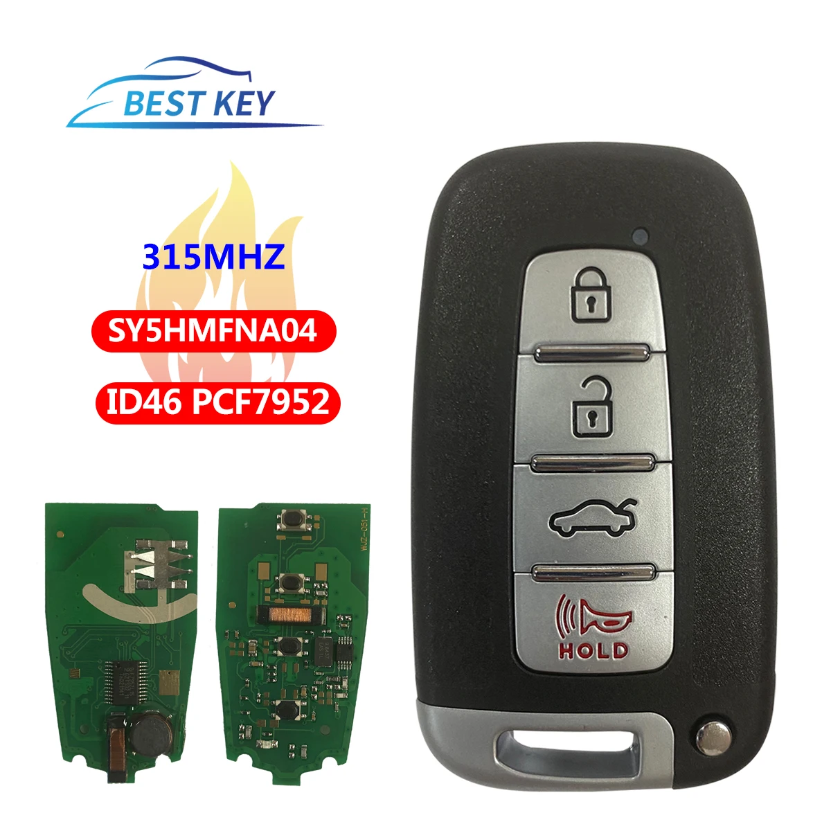 BEST KEY 315Mhz Smart Remote key for Hyundai Sonata Azera Genesis key fob keyless go TOY40 BLADE SY5HMFNA04 ID46/PCF7952 Chip