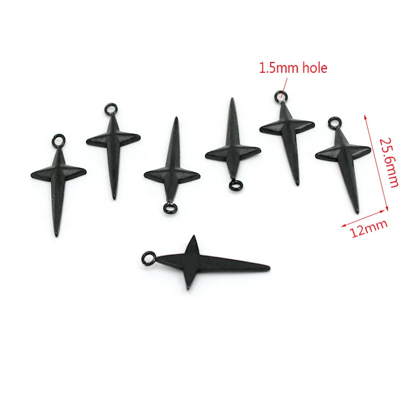 10 unids/lote de dijes de acero inoxidable, dijes cruzados, colgantes góticos para DIY, collar hecho a mano, pendientes, accesorios para hacer joyas