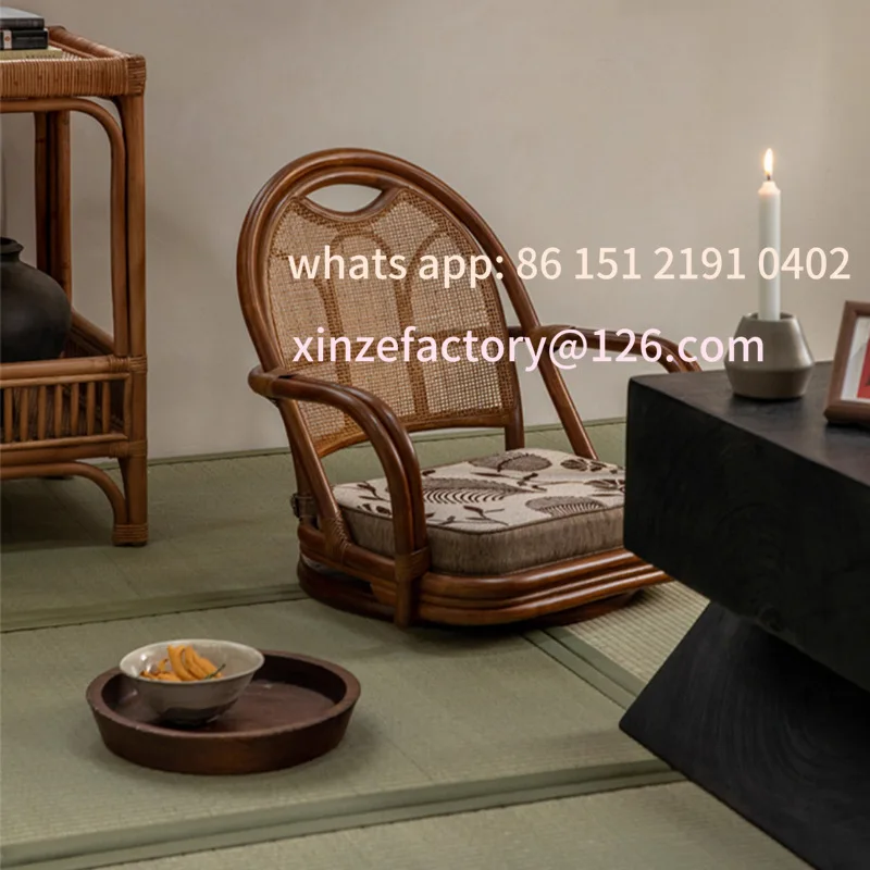 Estilo japonês wabi-**** vento tatami assento cadeira de lazer b & b sala de chá bay janela mesa rattan cadeira traseira giratória