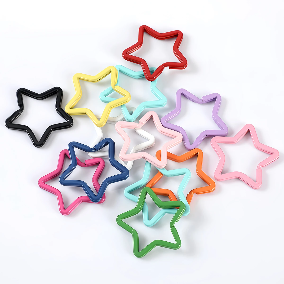 5-10 шт. металлических брелоков в форме звезды, разноцветные плоские разъемные кольца для ключей, фурнитура для изготовления украшений и аксессуаров 5-10 шт. металлических брелоков в форме звезды, разноцветные плоские разъемные кольца для ключей, фурнитура для изготовления украшений и аксессуаров
