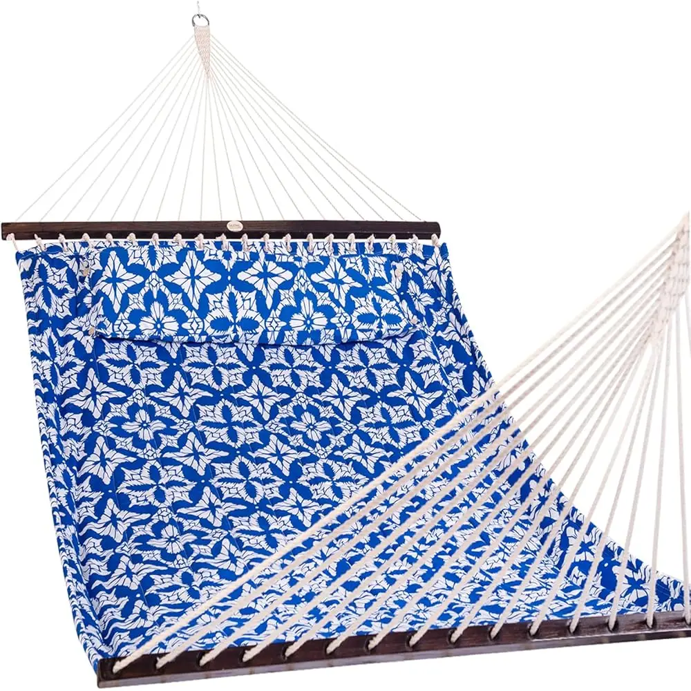 

Lazy Daze Quilted Fabric Hammo With Spreader Bar, 2-Person Double Hammo For Outside Patio Poolside Backyard Beach, 450 Lbs