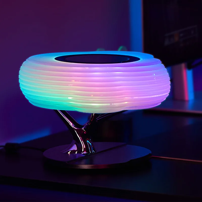 

Trending Products 2025 Cloud Intelligent Magnetic Wireless Charging Lamp Table Light with BT Speaker for Home RGB Night Light