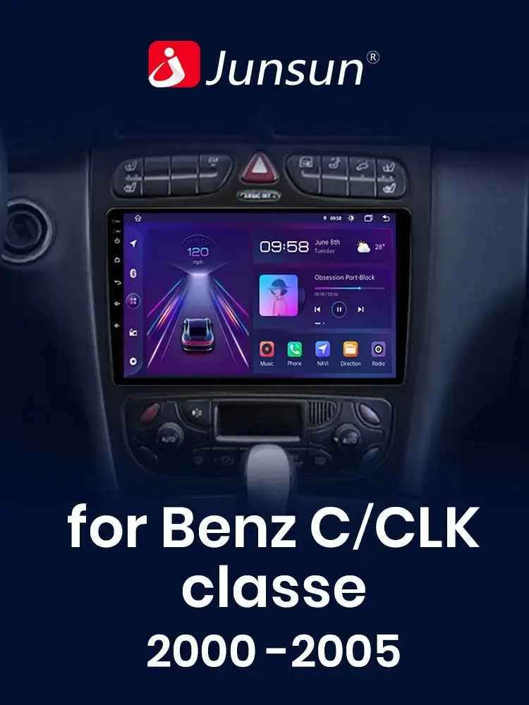 Junsun CarPlay Android Auto Autoradio voor Mercedes Benz C Klasse W203 C200 C320 C350 CLK W209 2000-2005 intelligente Multimedia 4G - afbeelding 2