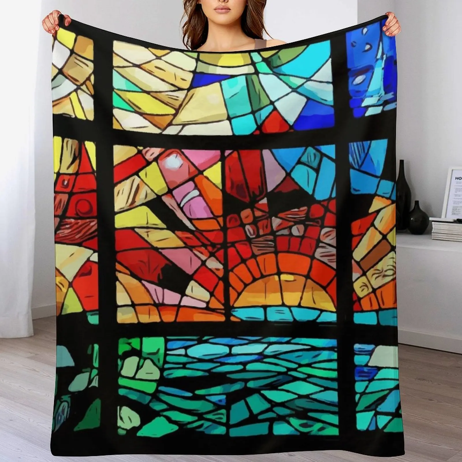 La speranza brilla attraverso la finestra in vetro colorato. Coperta da tiro. Coperte scozzesi extra large per coperte per bambini