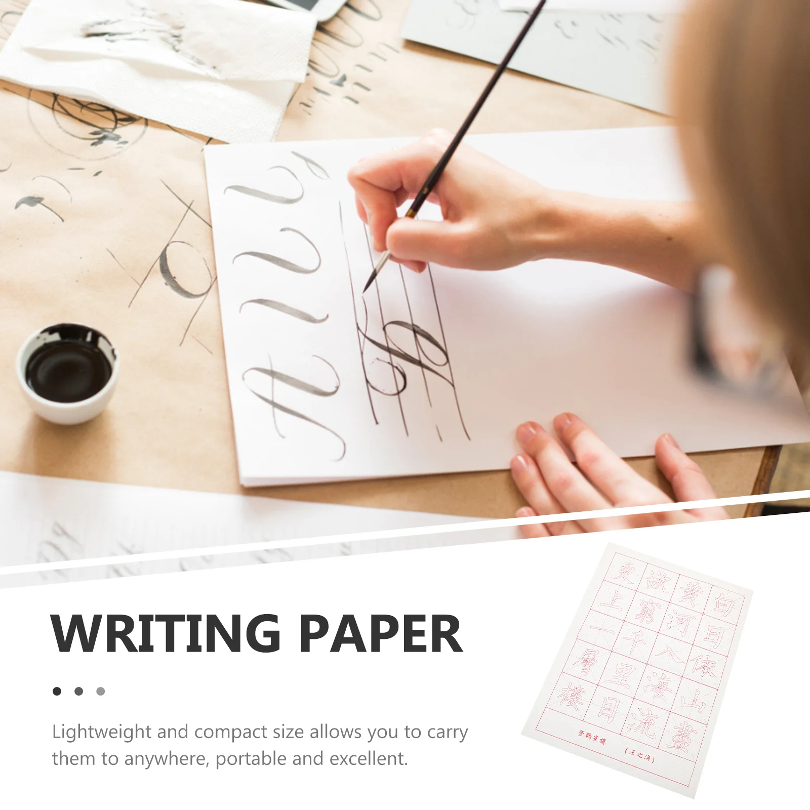 

30 Sheets Chinese Calligraphy Copy Paper Handwriting Practice Sheets Durable Thickened Ink Holding Portable Calligraphy