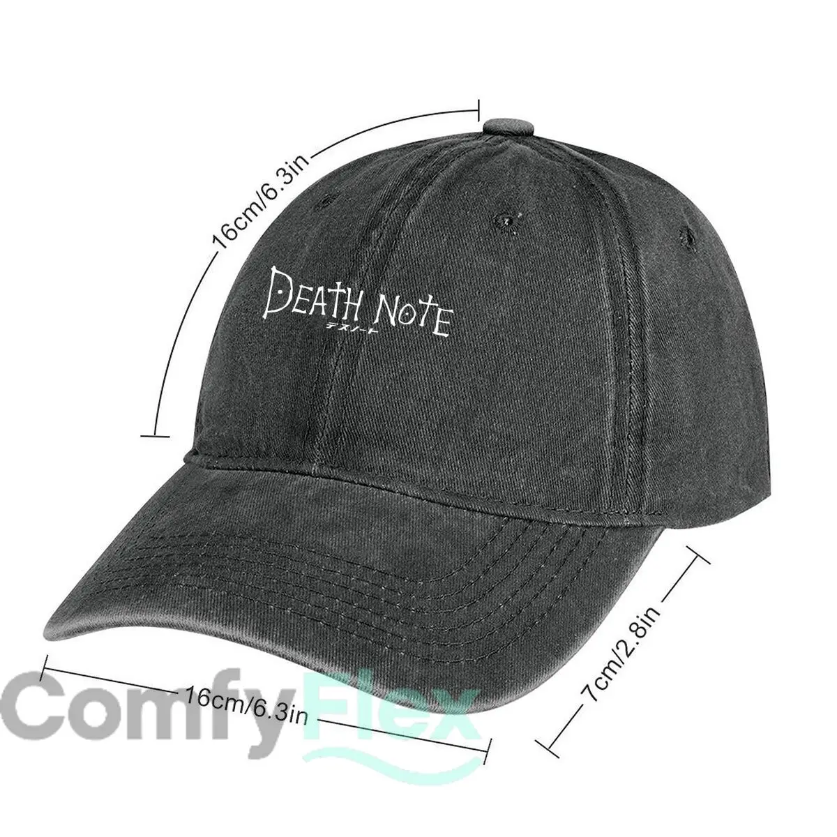 Death Note Text Logo Fashion Washed Baseball Cap Hat Outdoor Activities