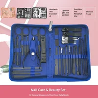 Kit de cortaúñas y esmalte de acero inoxidable, juego de herramientas para recortar uñas de 32 piezas con cortaúñas y limas de uñas