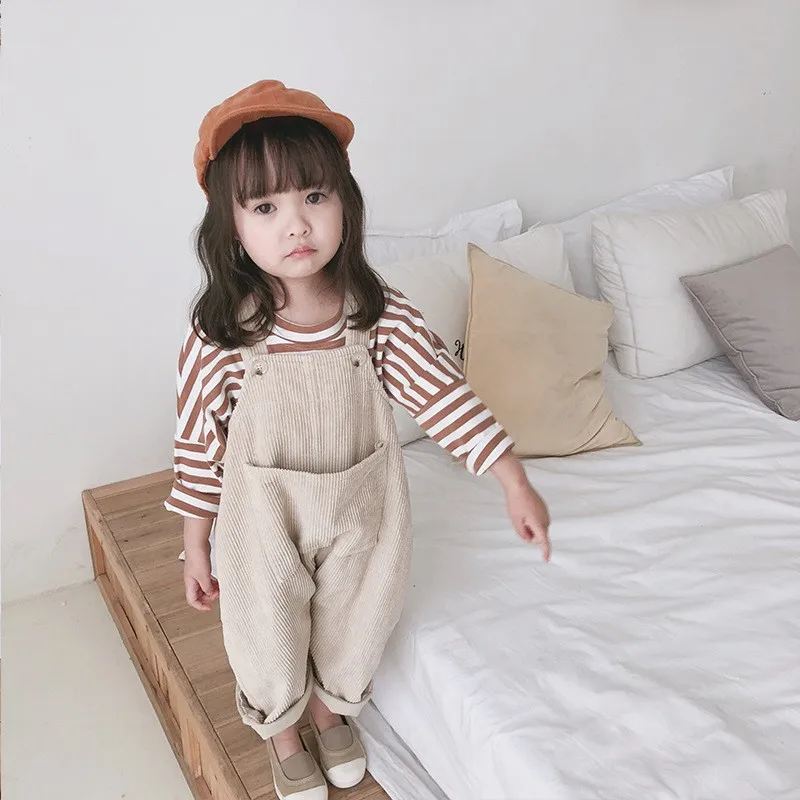 Ins Korean Version Spring and Autumn Girls Korean Children's Clothing Children's Corduroy Overalls Children's Clothing