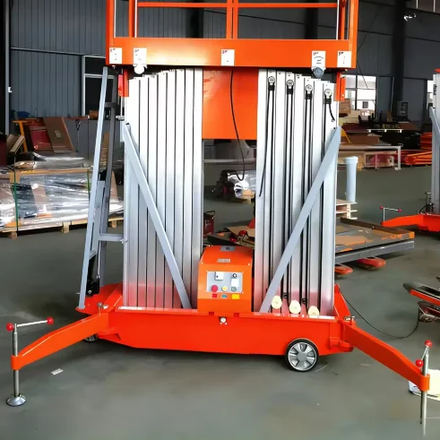 Customized 4-14m 200kg/300kg Double Masts Vertical Lifts Aluminum Alloy Single Mast Hydraulic Man Lift With Remote Control