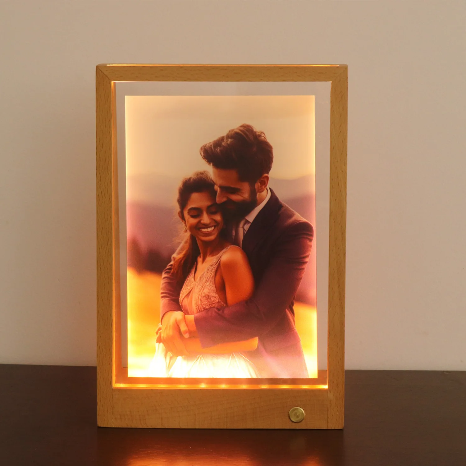 Beech Diy Photo Creative Usb Charging Touch Beech Photo Frame Photo Frame Family Couple Night Light