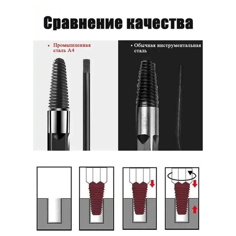 

AT43-For Easy Removal 6Pcs Bolt Extractor Set For Damaged Screws 4-25Mm Durable Steel Tools Ideal Perfect For DIY And Repair Pro