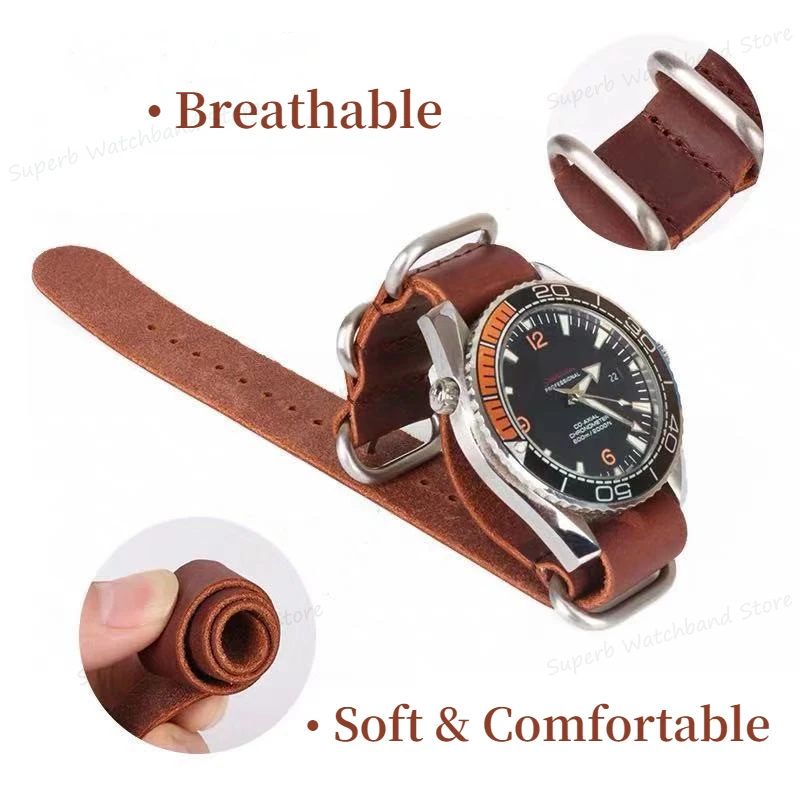 18mm 20mm 22mm 24mm PU Leather Watch Band Vintage Scorched Leather for Seiko Steel Buckle Universal Soft Strap Replacement