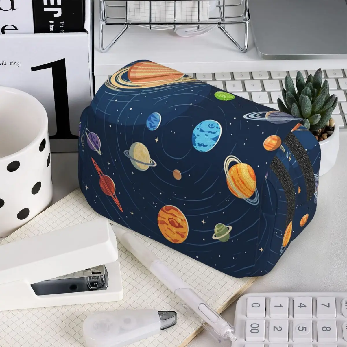Solar System Space Planets Universe Pencil Case for Boys Girls School Pen Box Pencil Bag Stationery Supplies Pen Holder Bag