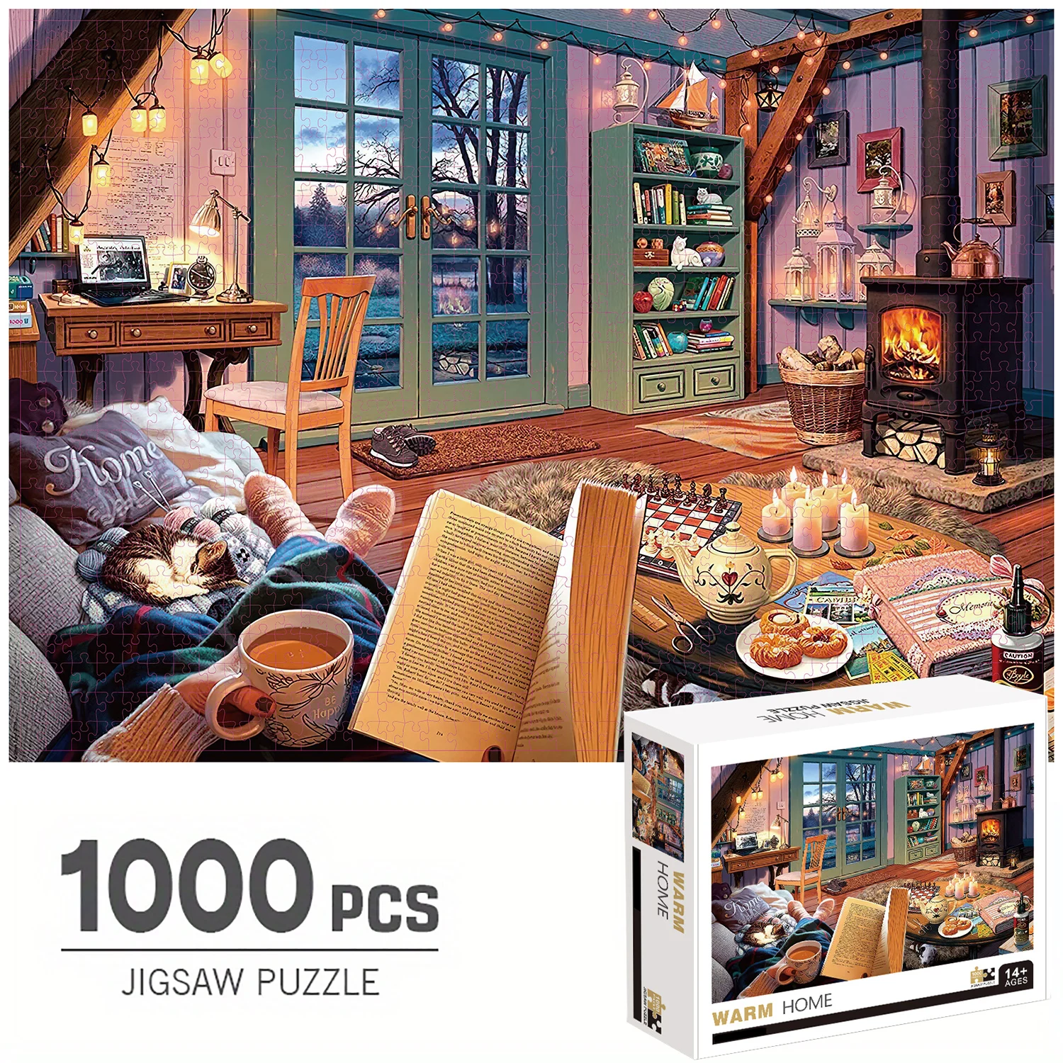 1000 Pieces Jigsaw Puzzles, Warm Home, Adults Large Puzzle Toys Gift Intellectual Decompressing Fun Family Game