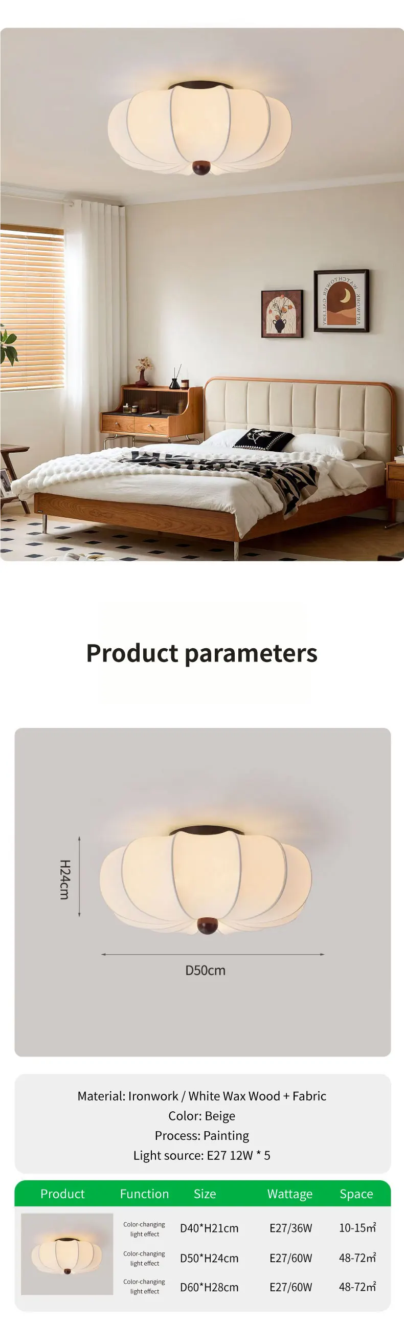 Silk LED Ceiling Lamp Bedroom Romantic White Chandelier