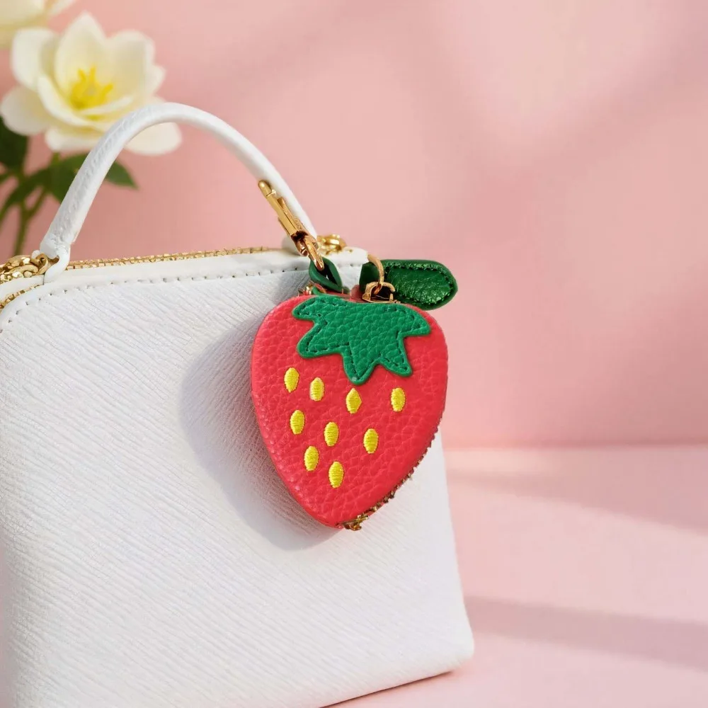 

Creative Cute Fruit Shape Coin Purse Korean Style Strawberry PU Leather Pendant Tangerine Avocado Mini Storage Pouch Bag Charm