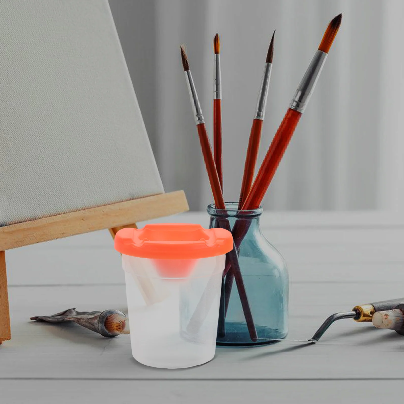 

15Pcs No Spill Paint Cups Lids Reusable Spill Proof Transparent Plastic Containers Kids Boys Girls Classroom Art